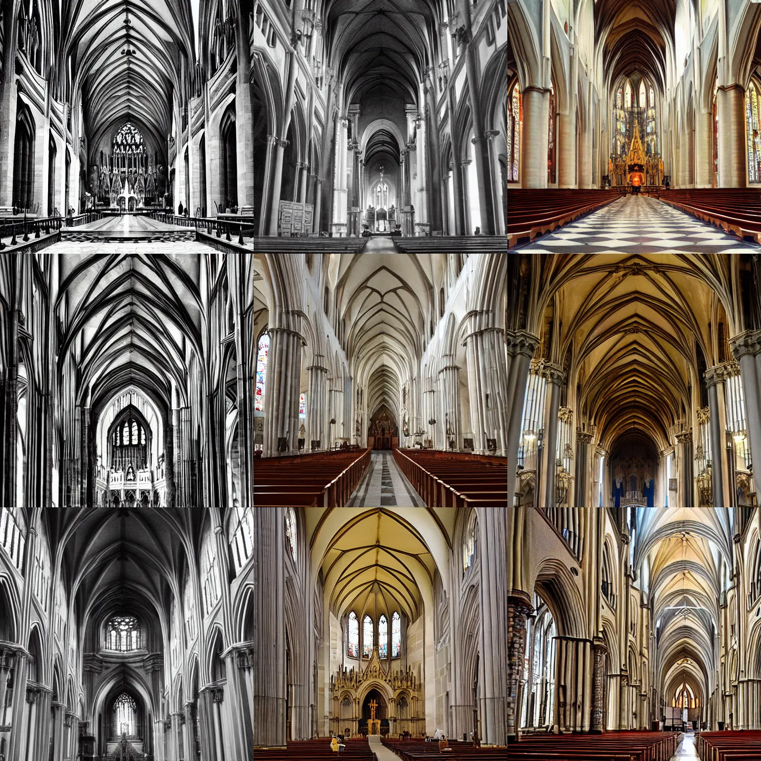 Prompt: cathedral interior in the style of franz szony