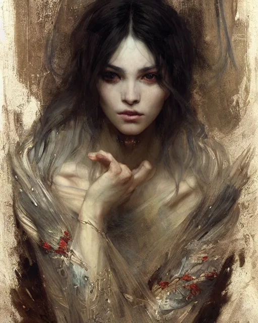 Image similar to a beautiful sorceress by Edgar Maxence, Ross Tran and Jules Bastien-Lepage and greg rutkowski