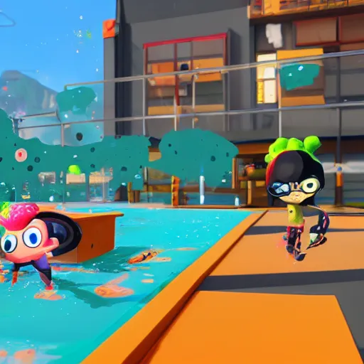 Image similar to Splatoon as a Fall Guys game, in game screenshot, realistic game engine
