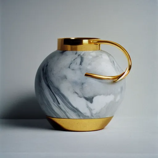 Image similar to photo of marble and gold vase, cinestill, 8 0 0 t, 3 5 mm, full - hd