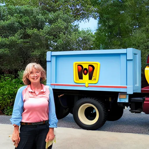 Image similar to pixar mom with a dump truck