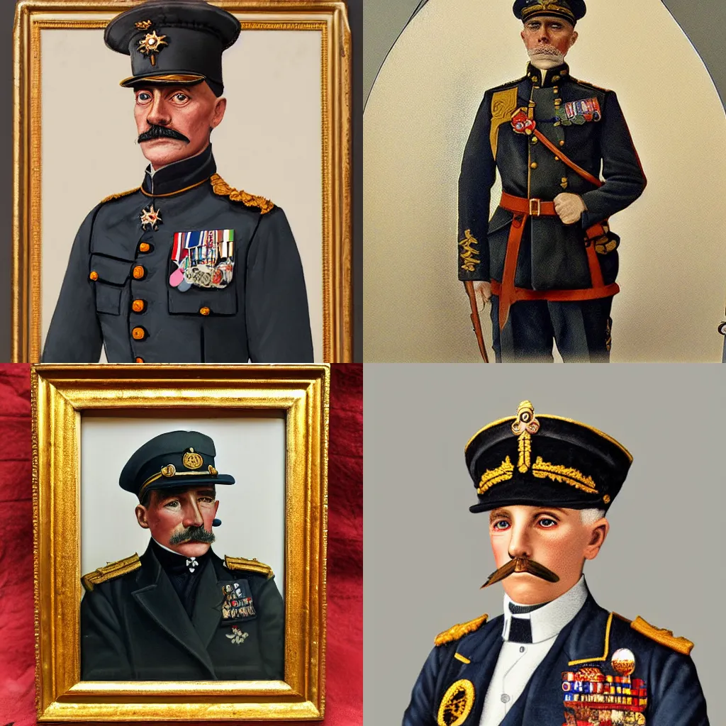 Prompt: portrait of a WWI Royal Navy admiral. Detailed, realistic