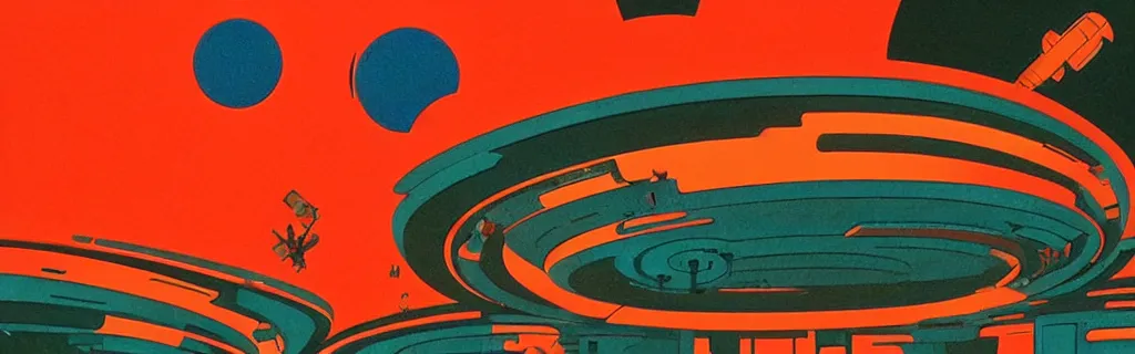 Image similar to 7 0 s sci - fi space station interior, retrofuturism, gouache, trees, animated film, stylised, illustration, by eyvind earle, scott wills, genndy tartakovski