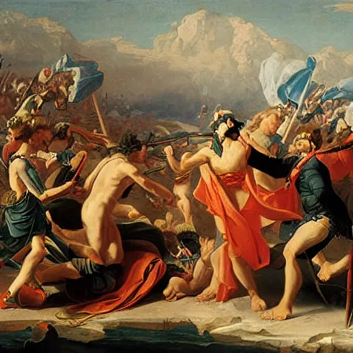 Image similar to pyrrhic victory painting by johann peter krafft