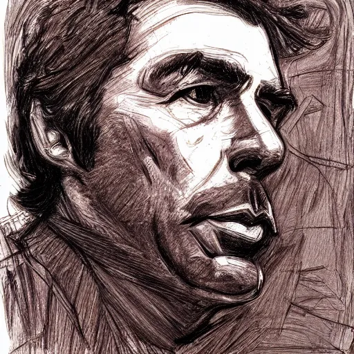 Image similar to a realistic yet scraggly portrait sketch of the side profile of a stern and sophisticated john travolta, trending on artstation, intricate details, in the style of frank auerbach, in the style of sergio aragones, in the style of martin ansin, in the style of david aja, in the style of mattias adolfsson