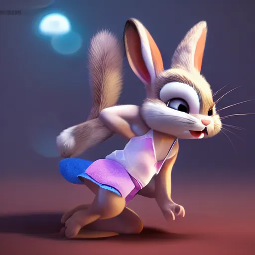 Prompt: Lola Bunny fan art, deviantart, octane render