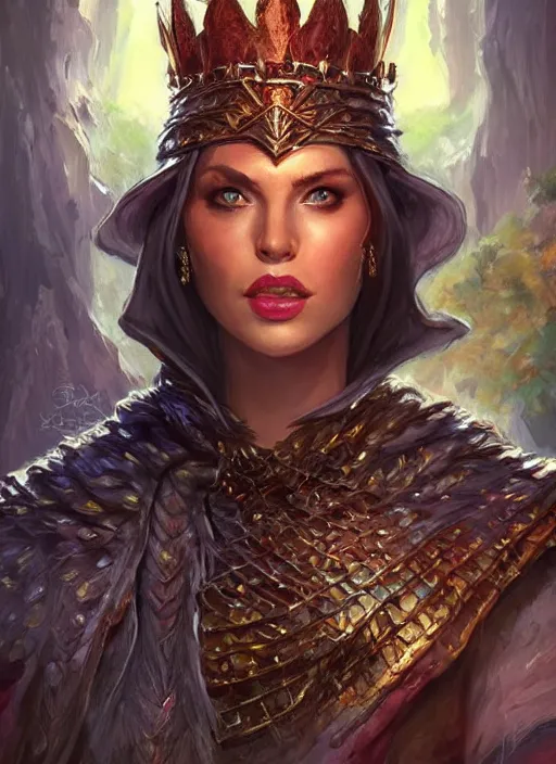 Image similar to good beautiful queen, ultra detailed fantasy, dndbeyond, bright, colourful, realistic, dnd character portrait, full body, pathfinder, pinterest, art by ralph horsley, dnd, rpg, lotr game design fanart by concept art, behance hd, artstation, deviantart, hdr render in unreal engine 5