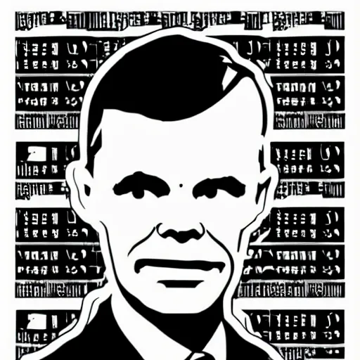 Image similar to individual die cut sticker alan turing silk screen butcher billy style