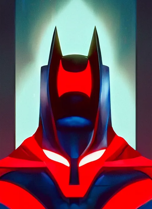 Image similar to symmetry!! portrait of batman beyond, 1 9 9 9 tv series, skinny, sci - fi, tech wear, glowing lights!! intricate, elegant, highly detailed, digital painting, artstation, concept art, smooth, sharp focus, illustration, art by artgerm and greg rutkowski and alphonse mucha