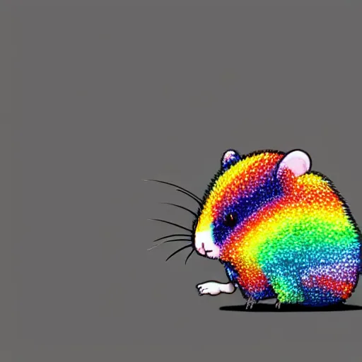 Image similar to cartoon hamster made of rainbow gems and crystals, 8k