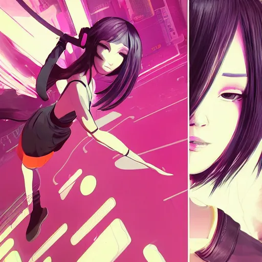 Prompt: Frequency indie album cover, luxury advertisement, white and magenta colors. highly detailed post-cyberpunk sci-fi close-up schoolgirl in asian city in style of cytus and deemo, mysterious vibes, by Ilya Kuvshinov, by Greg Tocchini, nier:automata, set in half-life 2, beautiful with eerie vibes, very inspirational, very stylish, with gradients, surrealistic, postapocalyptic vibes, depth of filed, mist, rich cinematic atmosphere, perfect digital art, mystical journey in strange world, beautiful dramatic dark moody tones and studio lighting, shadows, bastion game, arthouse