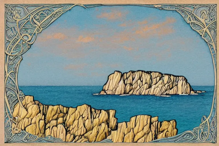 Prompt: seaside cliffs in the style of art nouveau
