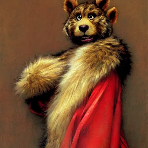 Image similar to a portrait of a furry hamato yoshi wearing a red kimono, hairy, furry body, furry arms, feet, tail. highly detailed painting by gaston bussiere, craig mullins, j. c. leyendecker, furry