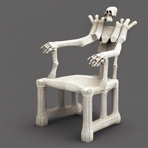 Image similar to 3 d render of a chair made out of bones