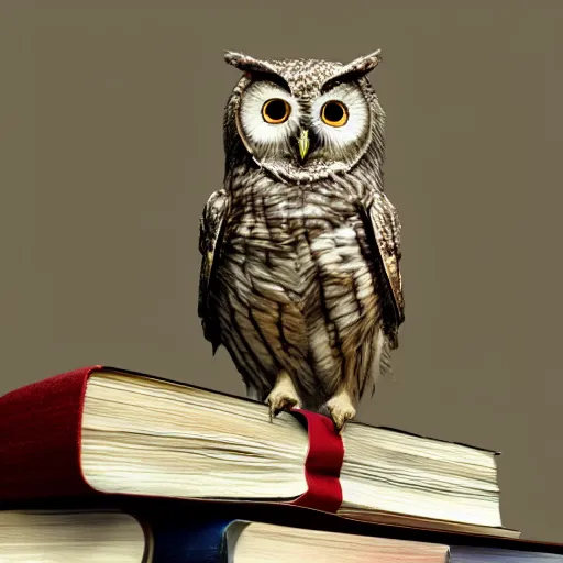 Prompt: long shot of a cute friendly owl sitting on a pile of books, by naoto hatori, by yoshita amano, by esao andrews, product photography, hyperrealistic, big depth of field, fresh colors, 3 d octane render conceptart, 4 k, highly detailed, trending on artstation