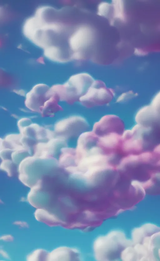 Image similar to flowers as clouds, soft render, volumetric lighting, 3d grainy surreal aesthetic illustration