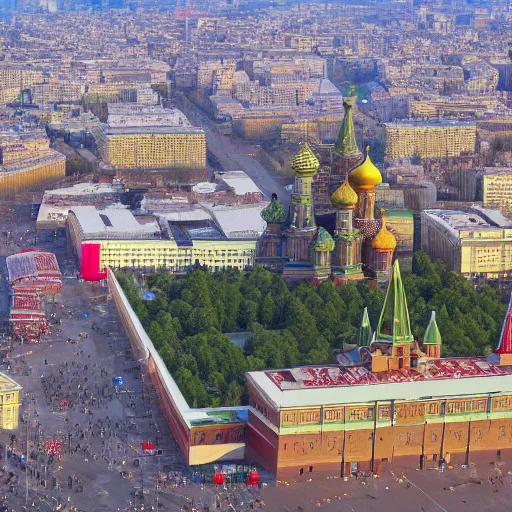 Image similar to big detailed bomb falling on Red Square in Moscow, high quality, 4k