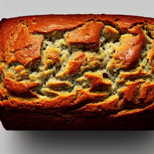 Prompt: photorealistic photograph of banana bread at work dude, photorealistic, realism, highly detailed, ultra detailed, ambient occlusion, depth of field