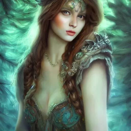 Image similar to portrait painting of beautiful fantasy princess, ultra realistic, concept art, intricate details, eerie highly detailed