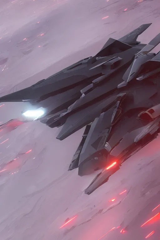 Image similar to professional photograph of a crashed neo - futuristic simplified symmetrical stealth fighter by ilm, denis villeneuve, emmanuel shiu, zaha hadid, dust, vapor, cinematic desert scene, red paint detail, manga, dramatic, volumetric, concept art, hard surface, hyperrealism, high detail, trending on artstation, sharp focus, rendered in octane