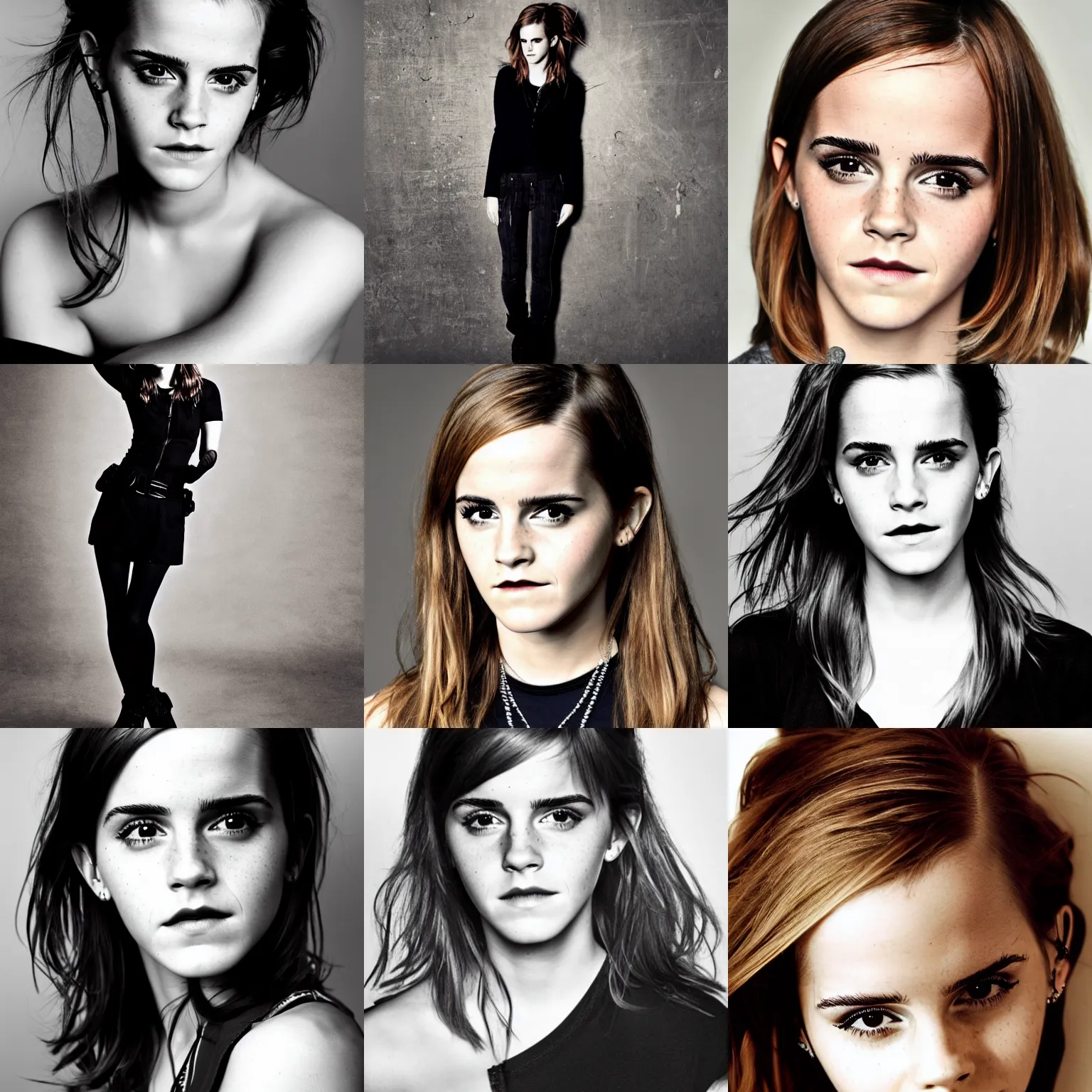 Prompt: Emma Watson Emo, studio photo, high detail, full body picture