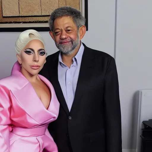 Prompt: an image of Lady Gaga and Lula President