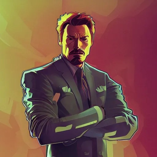 Image similar to Clint Eastwood as Tony Stark, ambient lighting, 4k, alphonse mucha, lois van baarle, ilya kuvshinov, rossdraws, artstation