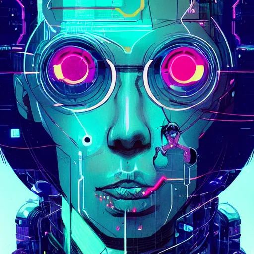 Image similar to a portrait of a neuromancer, cyberpunk concept art by josan gonzales,