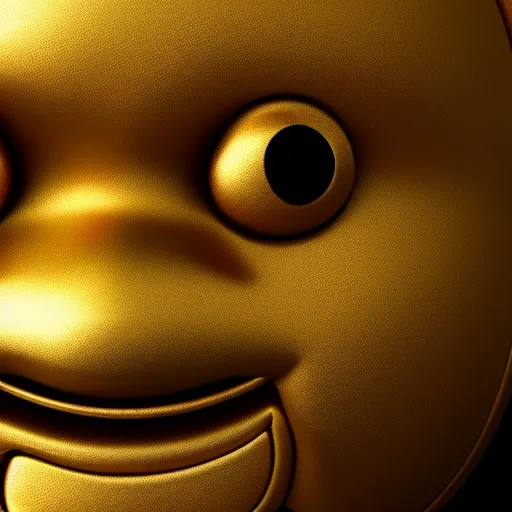 Image similar to full head shot of sad golden emoji, trending on artstation, octane render, insanely detailed, 8 k, hd