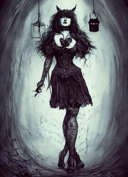 Image similar to portrait, Christy Mack as Gothic Alice in Wonderland, watercolor, dramatic lighting, cinematic, establishing shot, extremely high detail, foto realistic, cinematic lighting, pen and ink, intricate line drawings, by Yoshitaka Amano, Ruan Jia, Kentaro Miura, Artgerm, post processed, concept art, artstation, matte painting, style by eddie mendoza, raphael lacoste, alex ross