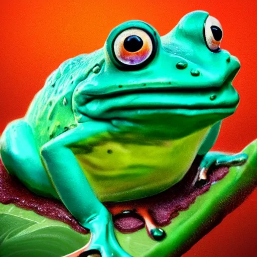 Image similar to The frog made of jelly,artstation