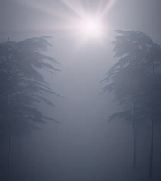 Prompt: the symmetric red linear light in the antartic fog, majestic light, octane render, beauty fog, ethereal glare of the sun, hyperrealistic, epic, masterpiece