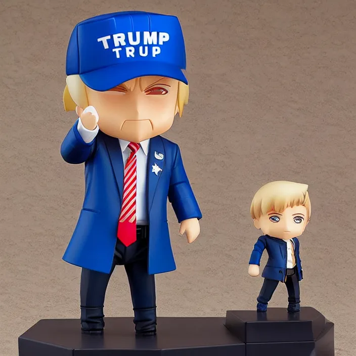 Image similar to an anime nendoroid!! figurine of (Donald Trump), fantasy, figurine , product photo