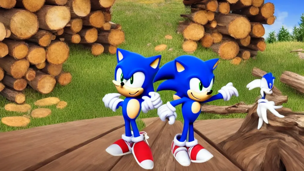 Image similar to A wholesome lively desktop background involving Sonic and Tails sitting in a log cabin sitting on a rug by the fireplace, talking and laughing, 4k, 8k, unrealengine, beautiful, amazing.