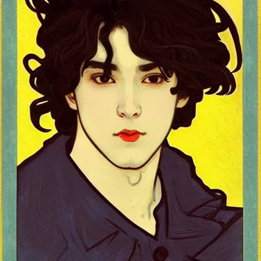 Image similar to painting of young cute handsome beautiful dark medium wavy hair man in his 2 0 s named shadow taehyung and cute handsome beautiful min - jun together at the halloween! party, bubbling cauldron!, candles!, smoke, autumn! colors, elegant, modest, wearing suits!, delicate facial features, art by alphonse mucha, vincent van gogh, egon schiele