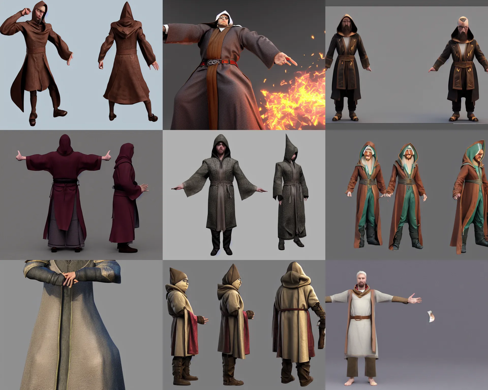 Lexica - T-pose of wizard, magic belt, elaborate robes, hood, character  design sheet, character reference sheet, TPose, t-pose, straight arms, 3d  mar