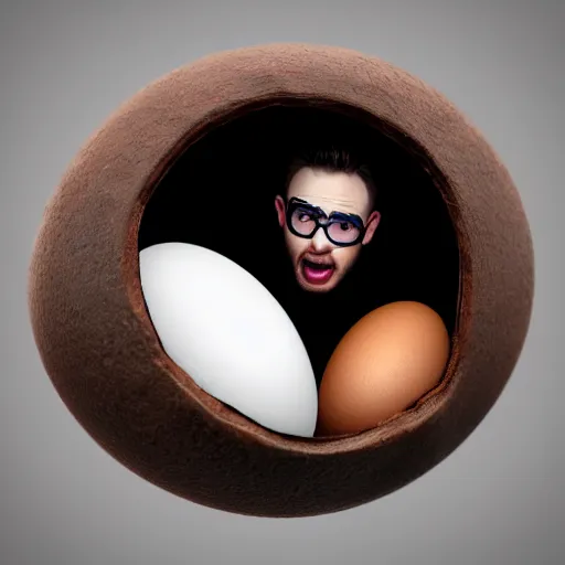 Image similar to chris evans peeks out of an egg, very detailed, very realistic, photoshop, 8 k