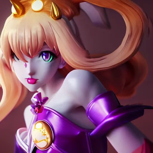 Image similar to beautiful render of Sailor moon (league of legends), 3d, octane render, realistic, highly detailed, trending on Artstation and Safebooru