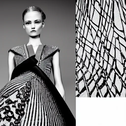 Image similar to photo up of a fashion model, luxury dress, official dior editorial, highly detailed