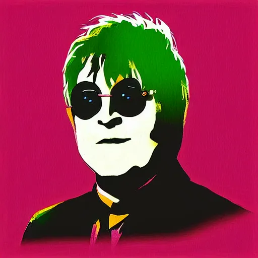 Image similar to elton john lennon minimalist apple logo, digital painting