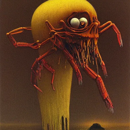 Prompt: shrimp scary, terror by zdzisław beksiński