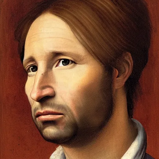 Image similar to a renaissance style portrait painting of David Duchovny