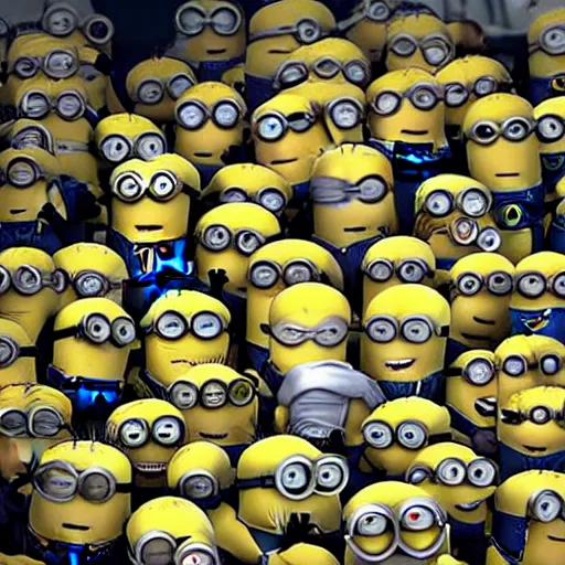 Prompt: minions being eaten by gru