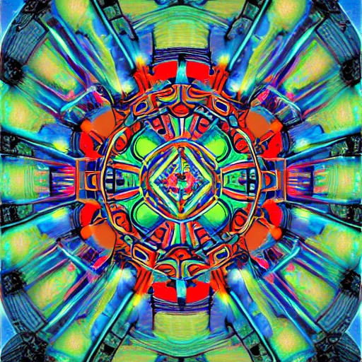 Image similar to dreaming machine, symmetrical, ben ridgway