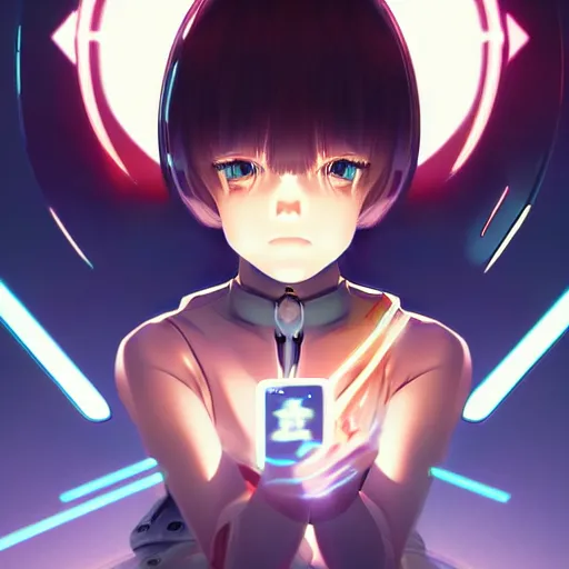 Prompt: digital anime, cyborg - girl shattered mirror broken mirror refracted mirror, reflections, wlop, ilya kuvshinov, artgerm