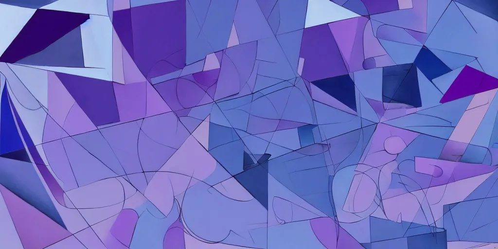 Image similar to a painting of a blue and purple abstract scene, a cubist painting by erno rubik, trending on behance, crystal cubism, isometric, rendered in cinema 4 d, behance hd