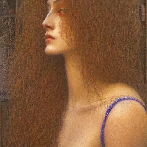 Prompt: gorgeous woman painted by Jean Delville, very detailed