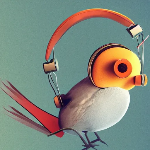 Image similar to a bird wearing headphones