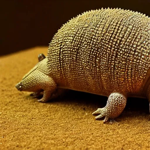 Prompt: A armadillo made of sand, highly detailed, fantasy art