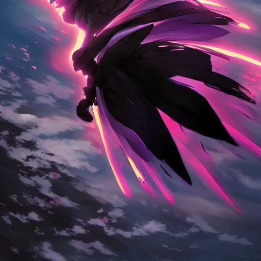 Prompt: Apex Wraith flying in thunder. Cinematic, 4k. dramatic lighting. Anime style. Anime by lois van baarle, ilya kuvshinov, rossdraws, mike deodato, and Studio Ghibli